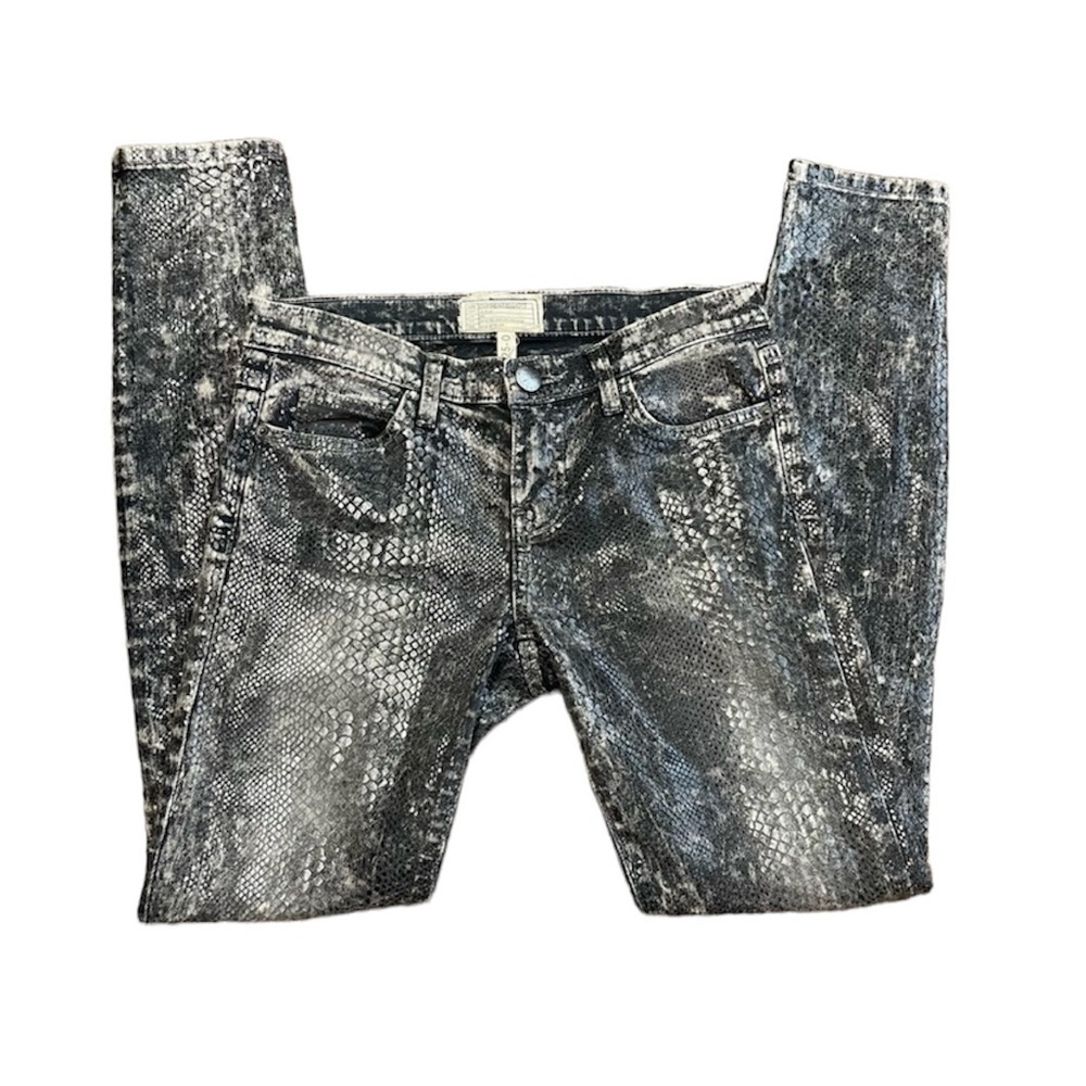Current/Elliott Snakeskin Print Shimmer Skinny Jeans